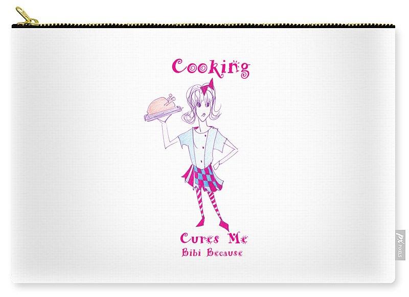 Cooking Cures Me Bibi Carry-All Pouch in various sizes and styles, showcasing its durable fabric and secure zipper.